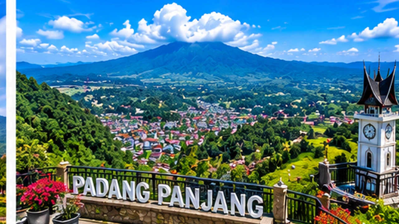 Pemandangan Padang Panjang dengan kawasan perbukitan dan pegunungan Sumatera Barat