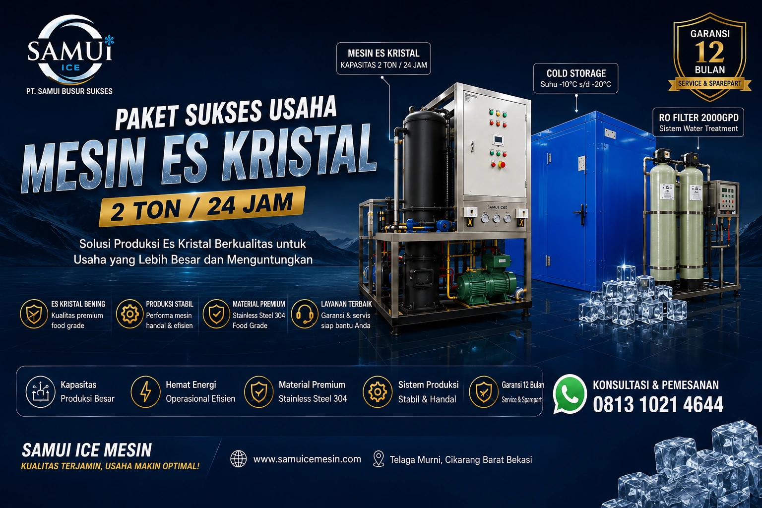 Sukses Usaha Es Kristal Bersama SAMUI dengan Paket Mesin Produksi 2 Ton